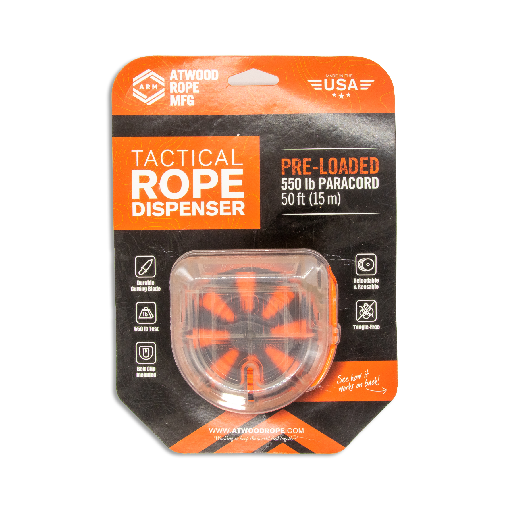 ARM TRD - Tactical Rope Dispenser, clear / orange